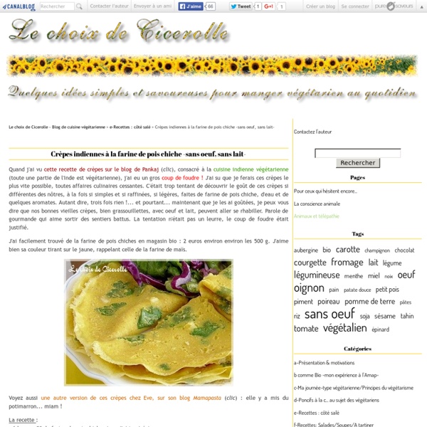 Crèpes indiennes à la farine de pois chiche -sans oeuf, sans lait- - Le choix de Cicerolle - Blog de cuisine végétarienne