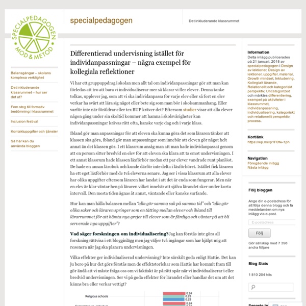 Differentierad undervisning istället för individanpassningar – några exempel ...