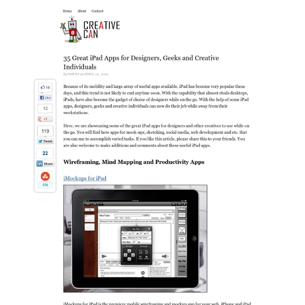 35 Great iPad Apps for Designers, Geeks and Creative Individuals - Creative Can Creative Can