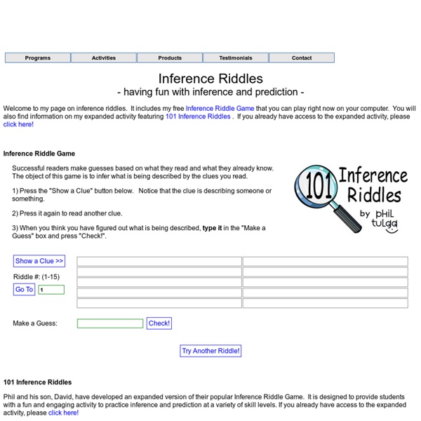 Inference Riddle Game by Phil and David Tulga