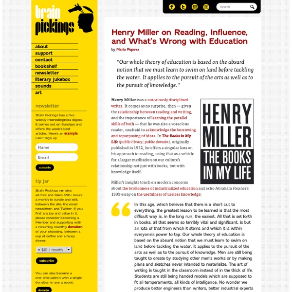 Henry Miller on Reading, Influence, and What's Wrong with Education