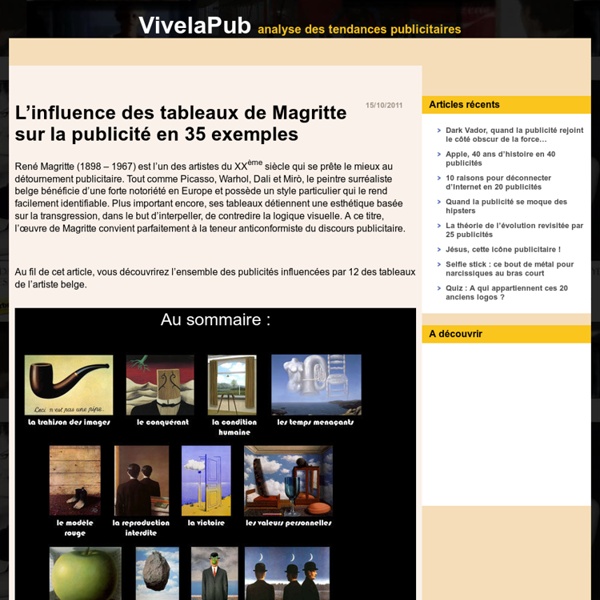 L’influence des tableaux de Magritte sur la publicité en 35 exemples - VivelaPub, le blog d'analyse des tendances publicitaires