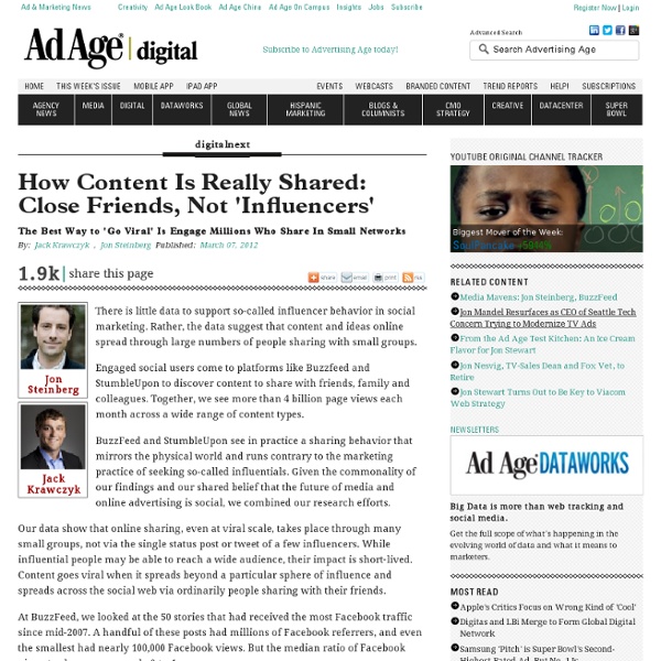 How Content Is Shared: Close Friends, Not 'Influencers'