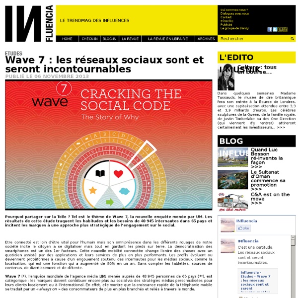 Etudes - Wave 7 : les réseaux sociaux sont et seront incontournables