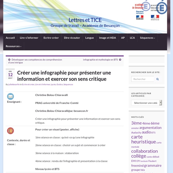 Créer une infographie pour présenter une information et exercer son sens critique – Lettres et TICE