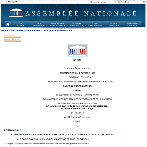  2446 - Rapport d'information de M. Jacques Grosperrin déposé