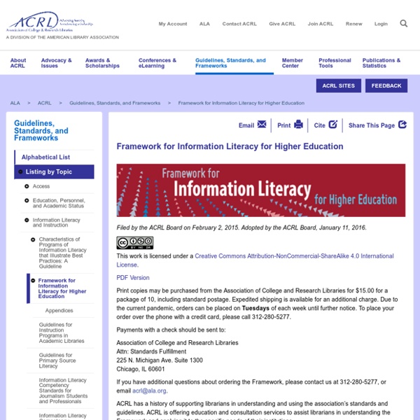 Framework for Information Literacy for Higher Education