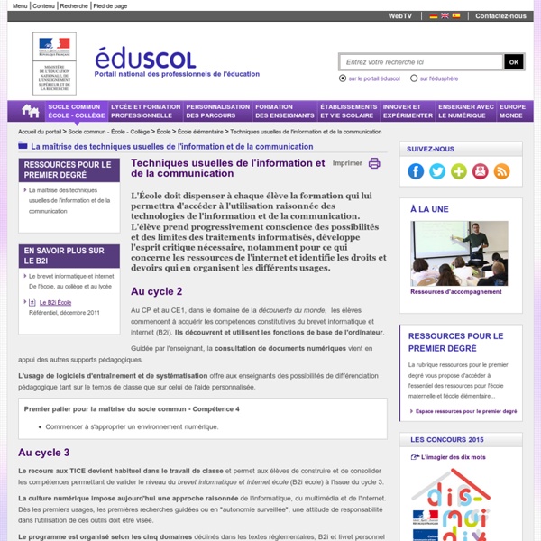 TICE ET PROGRAMMES- Techniques usuelles de l'information et de la communication