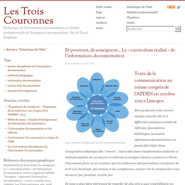 Et pourtant, ils enseignent... Le « curriculum réalisé » de l'information-documentation