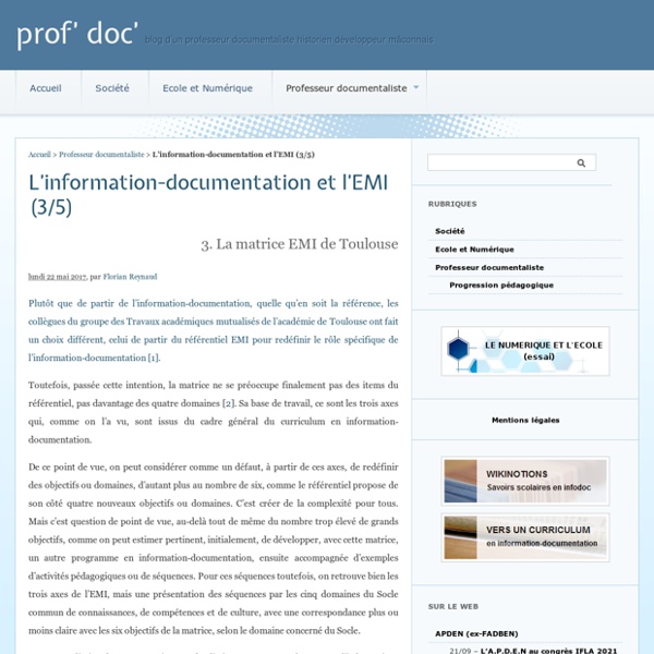 L'information-documentation et l'EMI (3/5) - prof' doc'