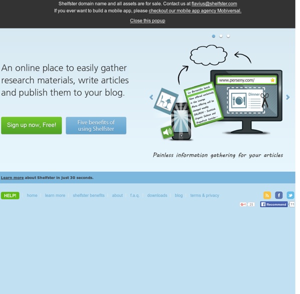 Shelfster - "Gather info from everywhere, write articles & publish them to your blog!"