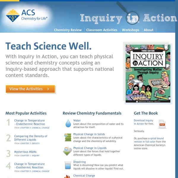 Download Free Science Activities, Find information on Workshops, Learn Chemistry Fundamentals