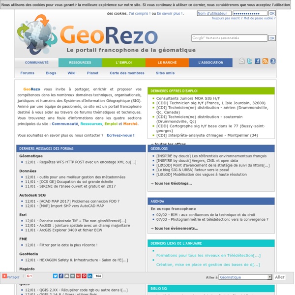 GeoRezo, le Portail de la Géomatique et des SIG (Systèmes d'Information Géographique)