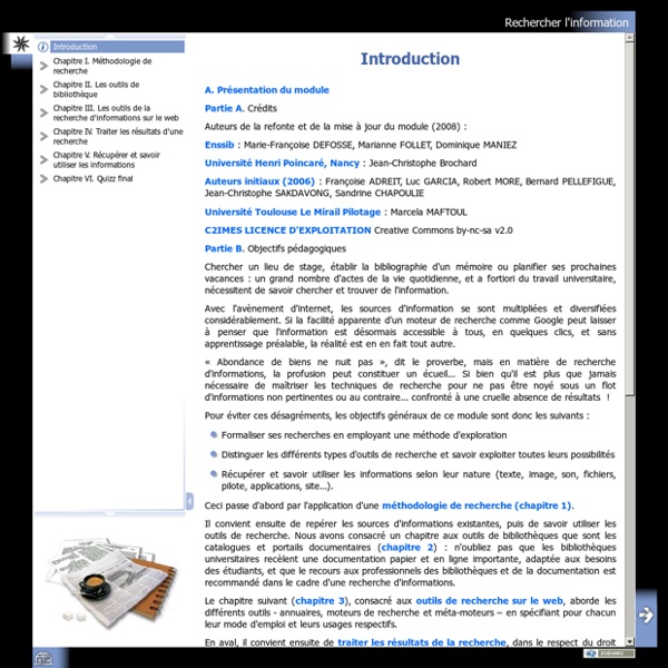 Recherche d'informations : les différents outils