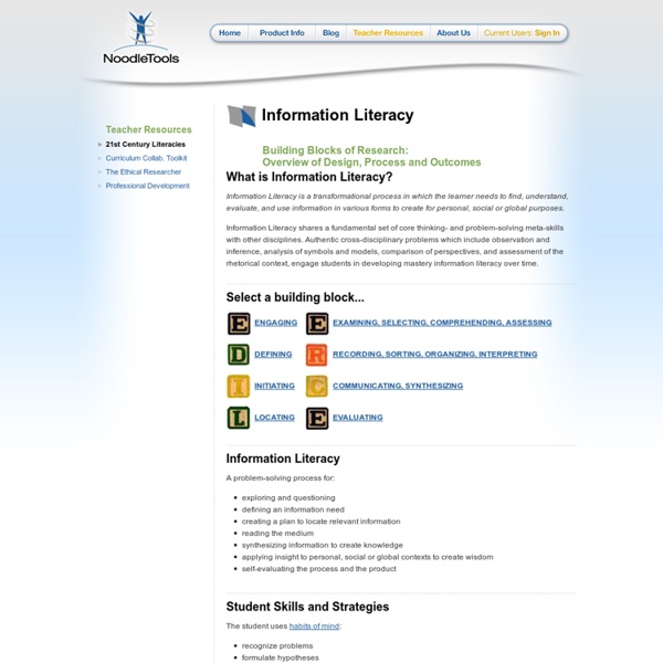 Information Literacy: Building Blocks of Research: Overview