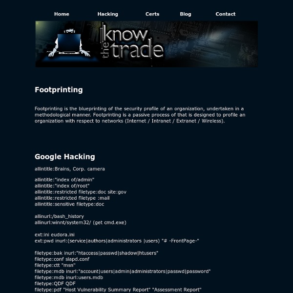 Know the Trade – Your IT Security Information Portal CISSP/CEH/CISA/Hacker and Penetration Testing Specialist