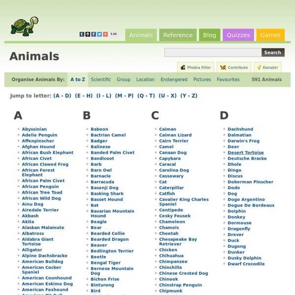 A to Z Index of Animals - A-Z Animals - Animal Facts, Information, Pictures, Videos, Resources and Links