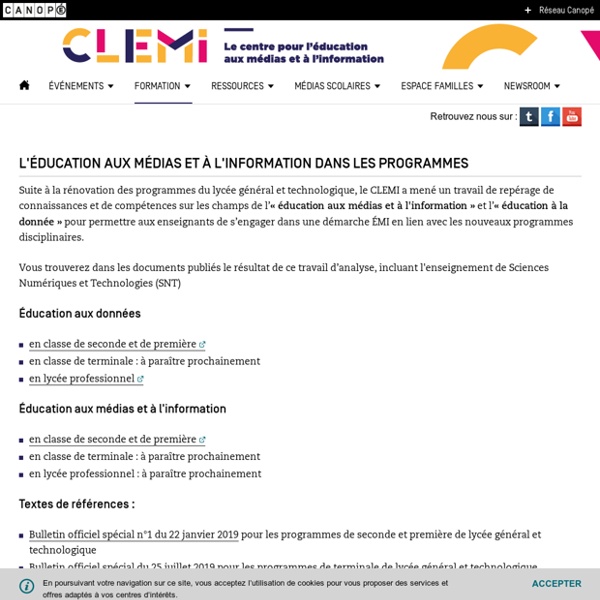 L'éducation aux médias et à l'information dans les programmes - CLEMI