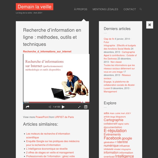 Recherche d’information en ligne : méthodes, outils et techniques