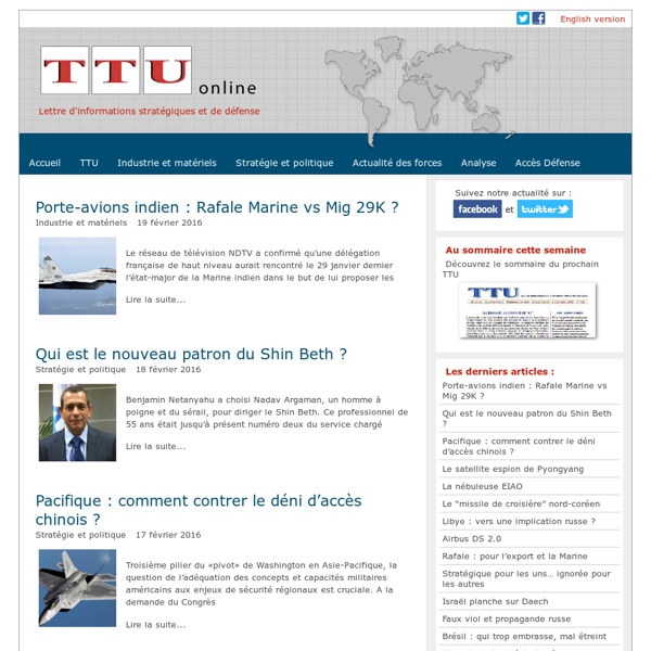 TTU - Lettre d'informations stratégiques et de défense