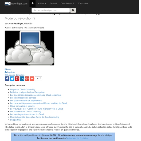 L’informatique en nuage [Cloud Computing]