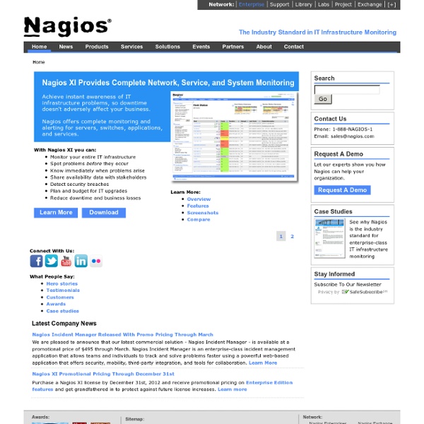 Nagios - The Industry Standard in IT Infrastructure Monitoring
