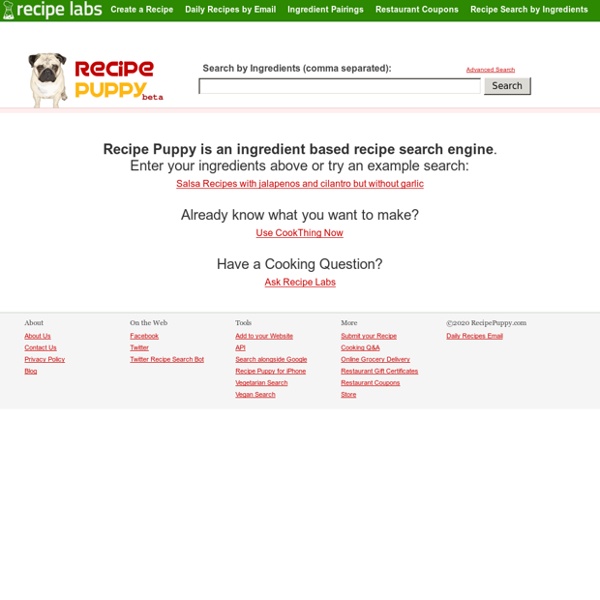 An Ingredient based Recipe Search Engine - Recipe Puppy