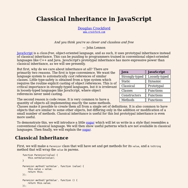 Classical Inheritance in JavaScript