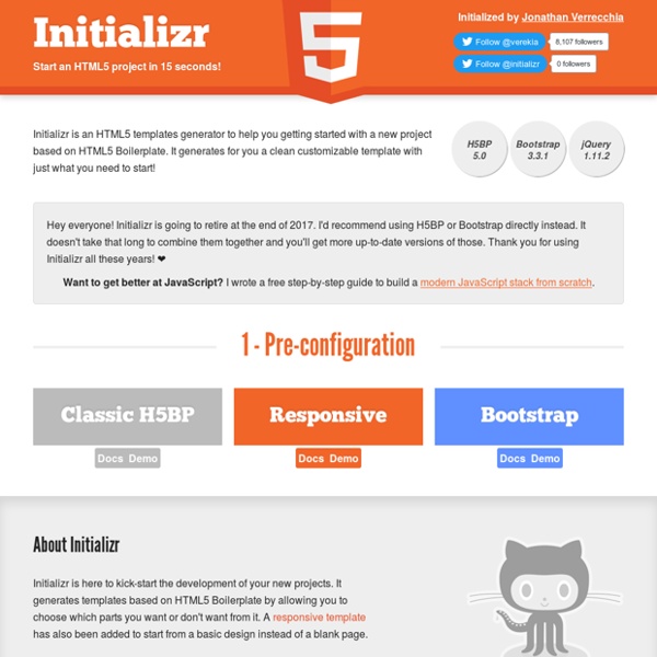 Initializr - Start an HTML5 Boilerplate project in 15 seconds!
