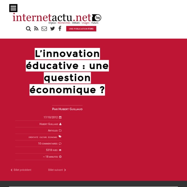 L’innovation éducative : une question économique