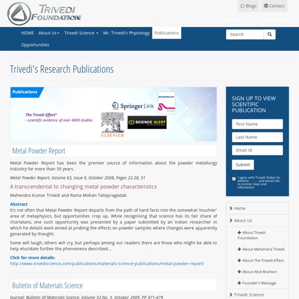 Science Journals, Scientific Research Publishing – Trivedi Foundation™