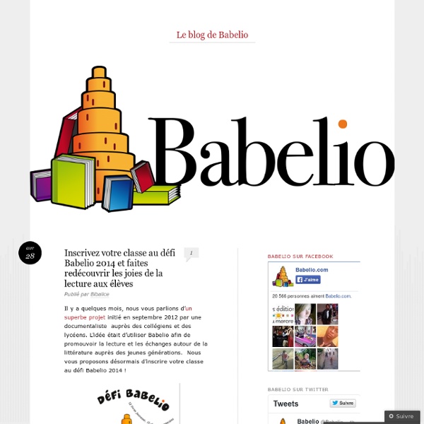 Inscrivez votre classe au défi Babelio 2014 et faites redécouvrir les joies de la lecture aux élèves