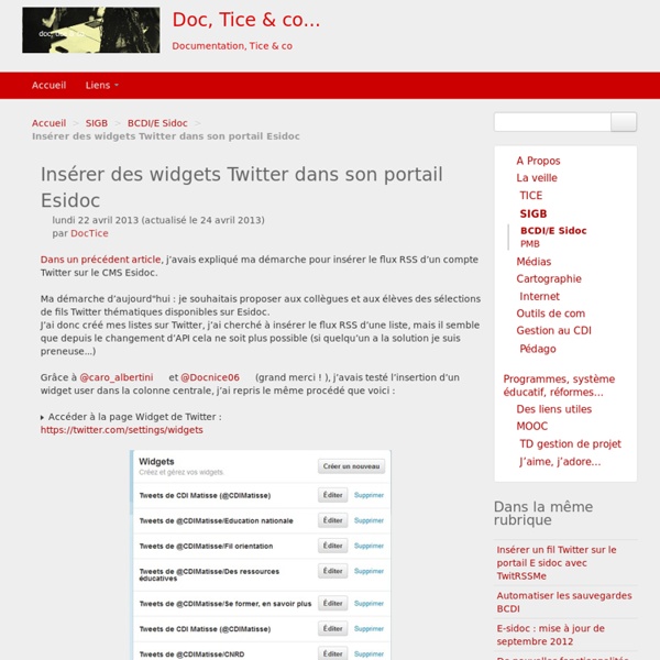 Insérer des widgets Twitter dans son portail Esidoc