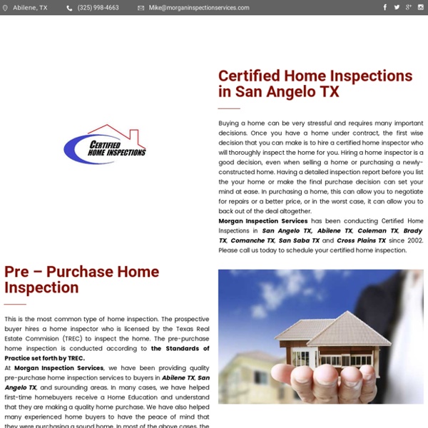 Certified Home Inspections in San Angelo TX - Morgan Inspection Services
