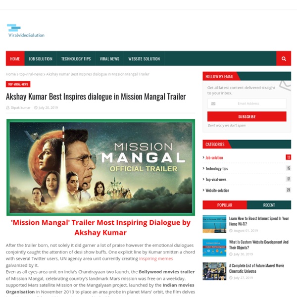 Akshay Kumar Best Inspires dialogue in Mission Mangal Trailer