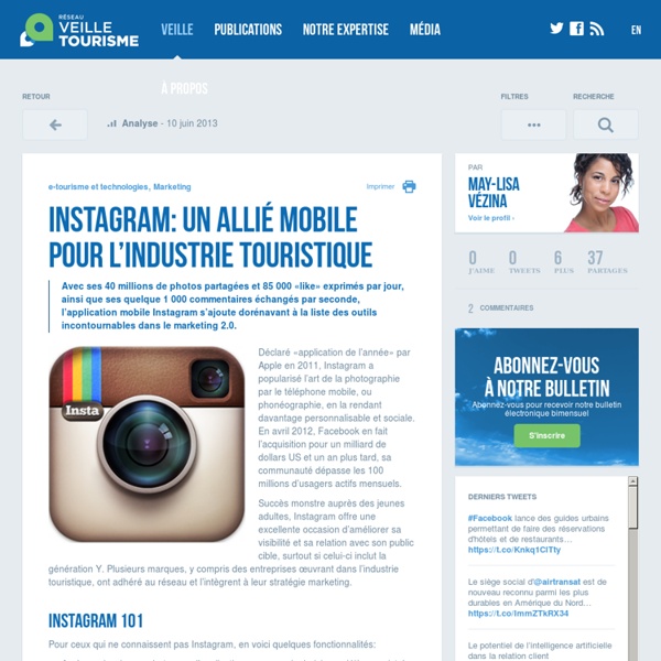 Instagram: un allié mobile pour l’industrie touristique - Réseau de veille en tourisme