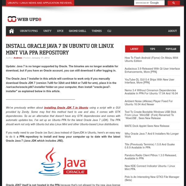 Install Oracle Java (JDK) 7 in Ubuntu via PPA Repository