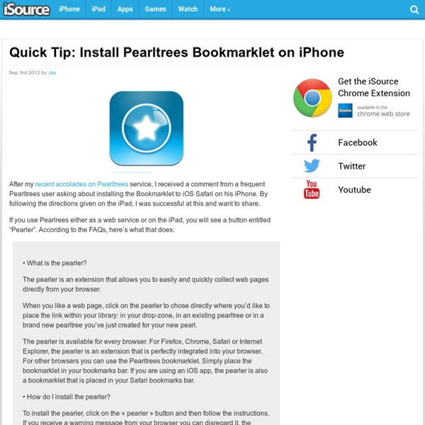 Quick Tip: Install Pearltrees Bookmarklet on iPhone