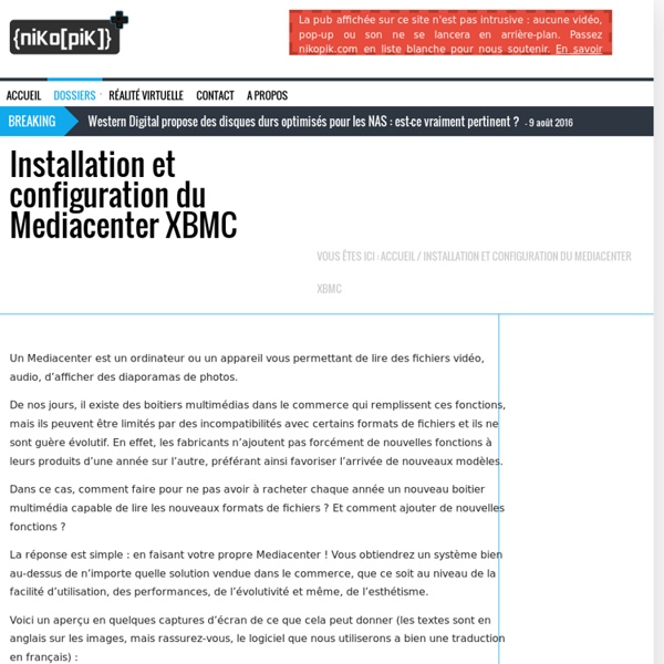 Installation et configuration du Mediacenter XBMC