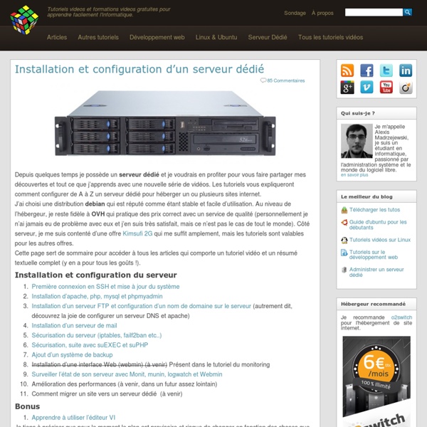 Installation et configuration d’un serveur dédié