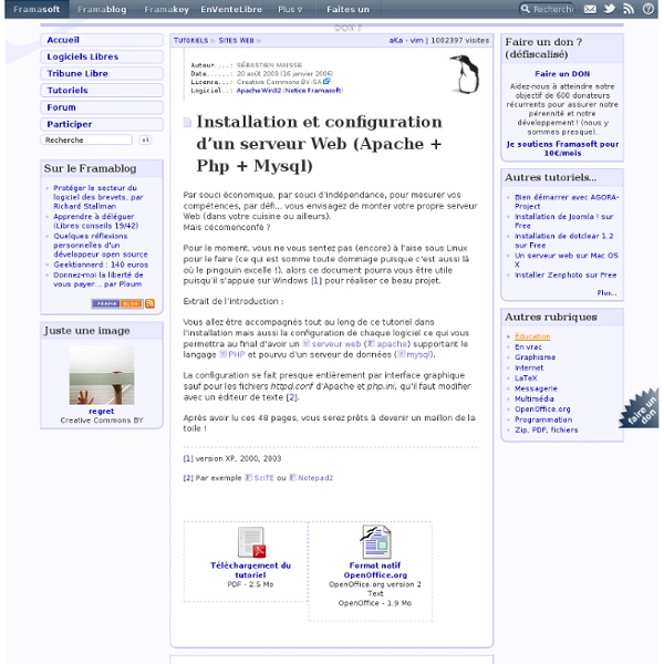 Installation et configuration d’un serveur Web (Apache + Php + Mysql) - Sites Web