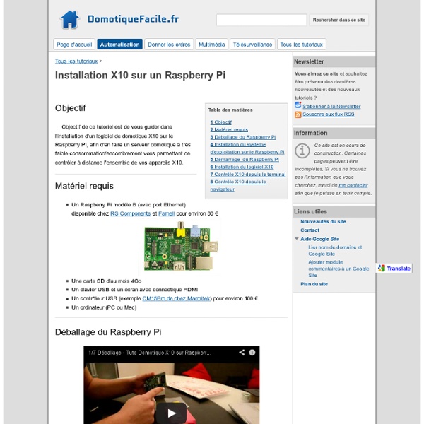 Installation X10 sur un Raspberry Pi - DomotiqueFacile.fr