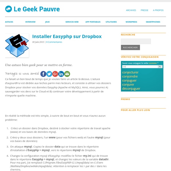 Installer Easyphp sur Dropbox
