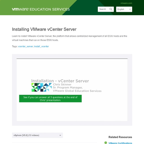 Installing VMware vCenter Server - vSphere [V5.0] - VMware Education Services