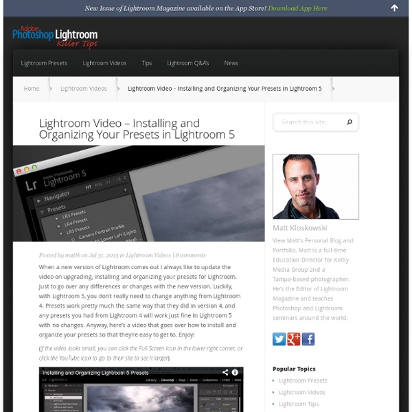 Lightroom Video – Installing and Organizing Your Presets in Lightroom 5