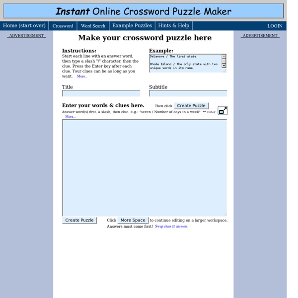 Instant Online Crossword Puzzle Maker