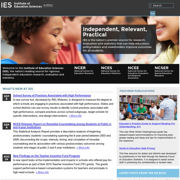 Institute of Education Sciences (IES) Home Page, a part of the U.S. Department of Education