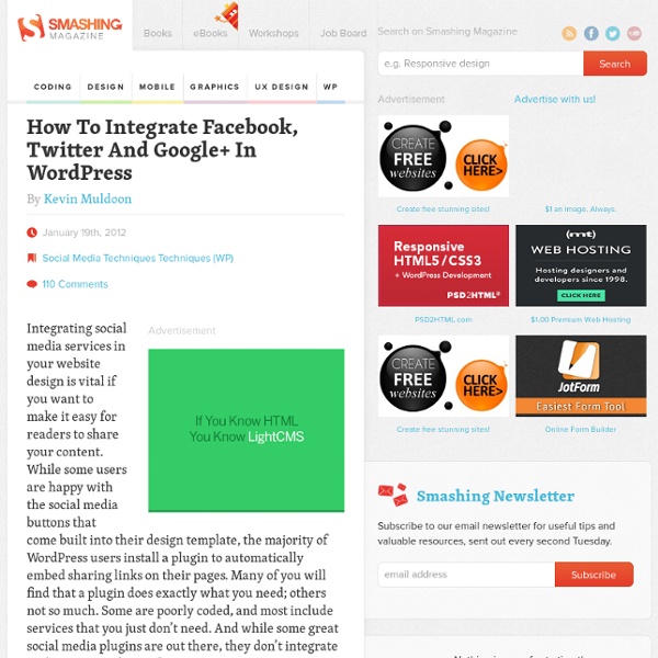 How To Integrate Facebook, Twitter And Google+ In WordPress - Smashing WordPress