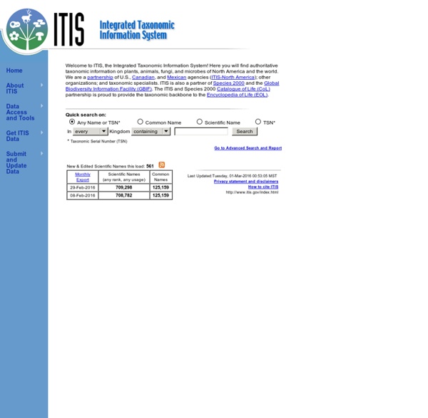 ITIS: Integrated Taxonomic Information System