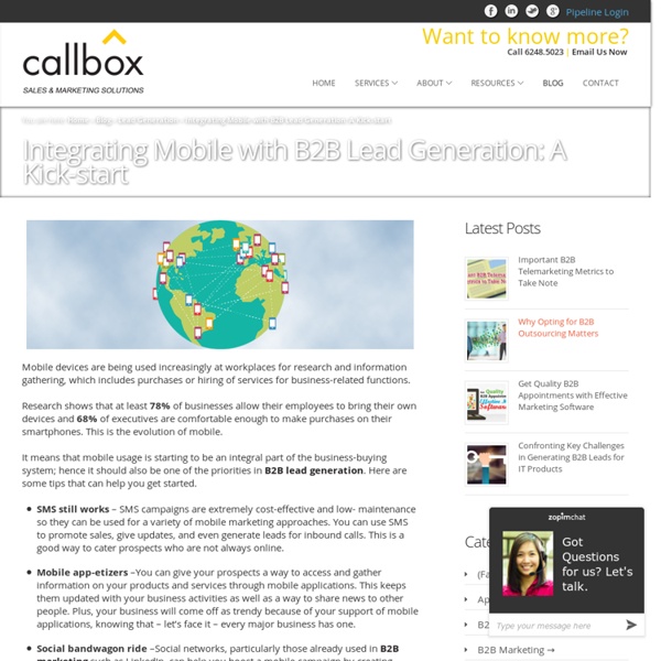 Integrating Mobile with B2B Lead Generation: A Kick-start